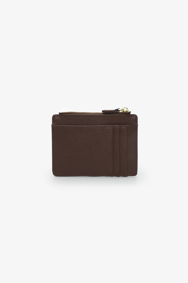 Jessica Pebble Surface Cardholder With Embossed Logo - Brown