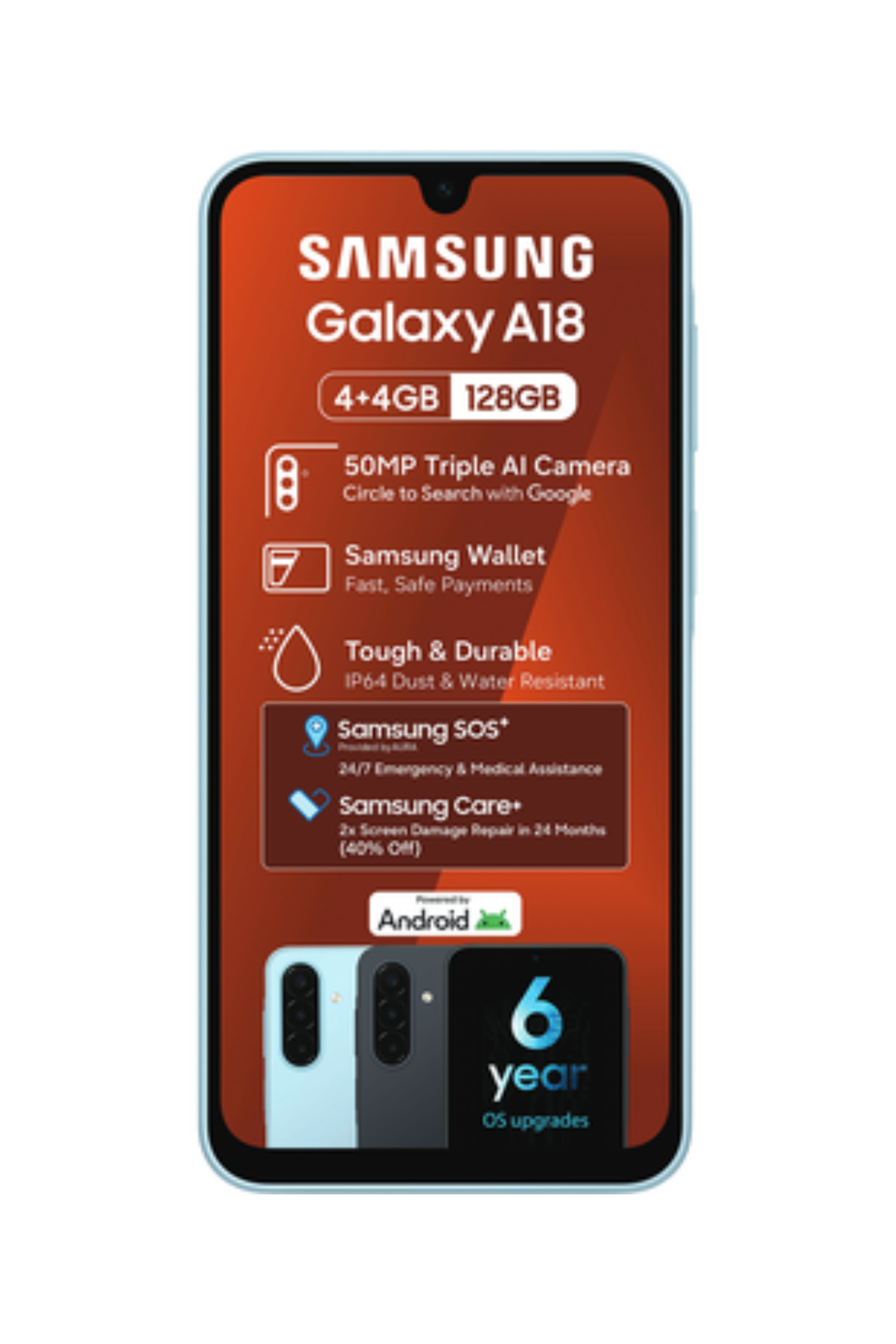 A18 128GB Dual Sim Cellphone - Blue