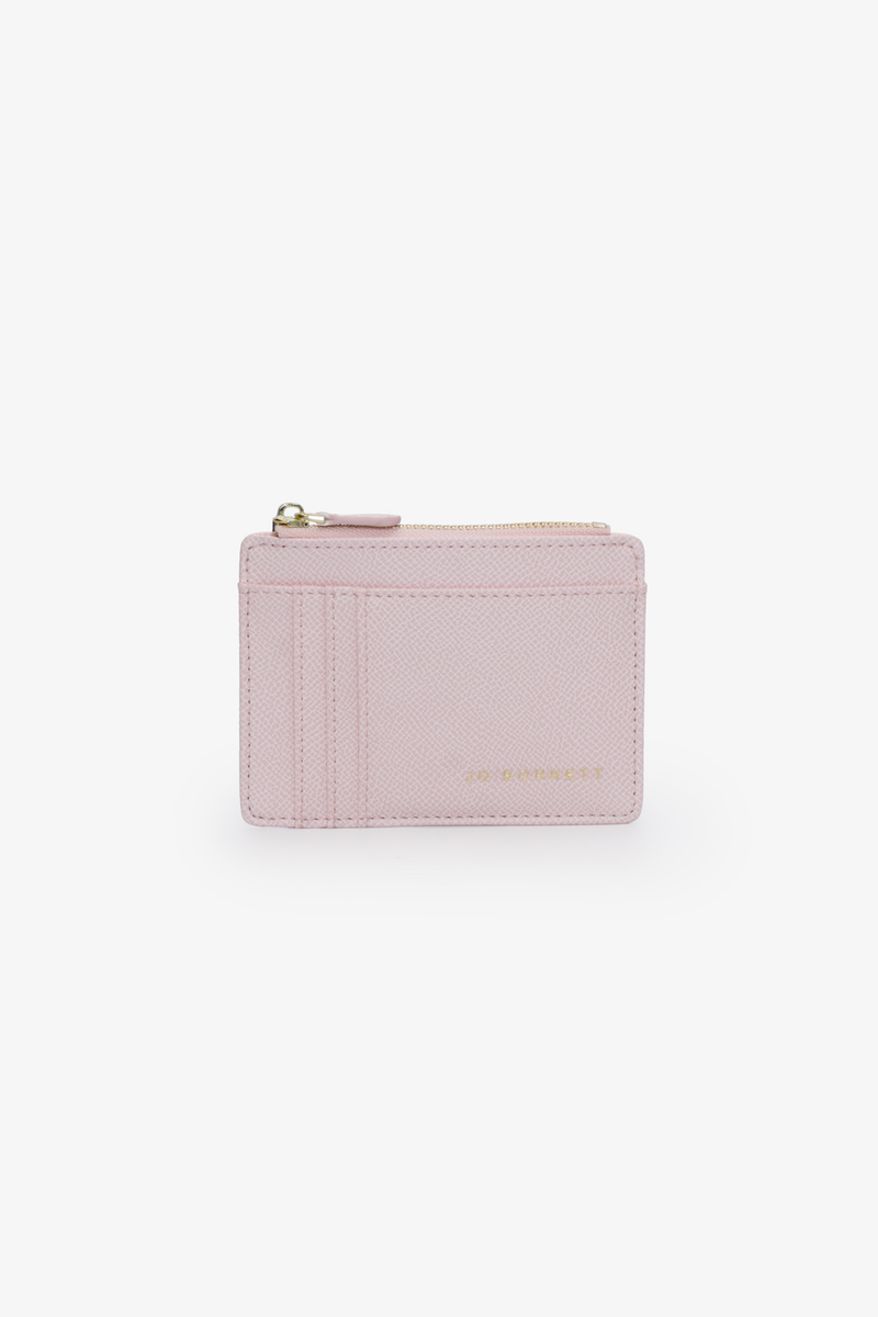 Jessica Pebble Surface Cardholder With Embossed Logo - Dusty Pink