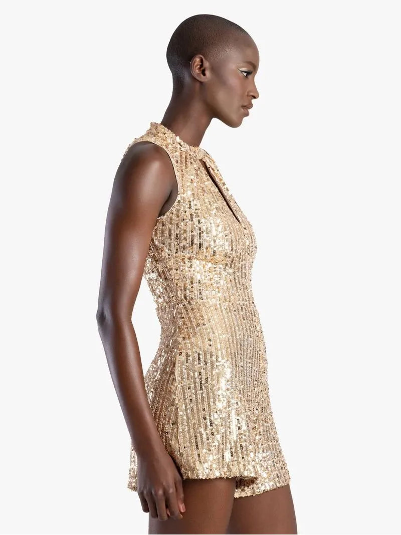 Ladies Sequin Playsuit Gold – Edgars