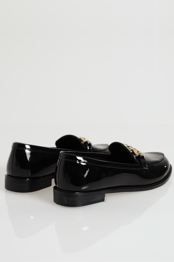 Smart Loafer With Chunky Metal Bar - Black