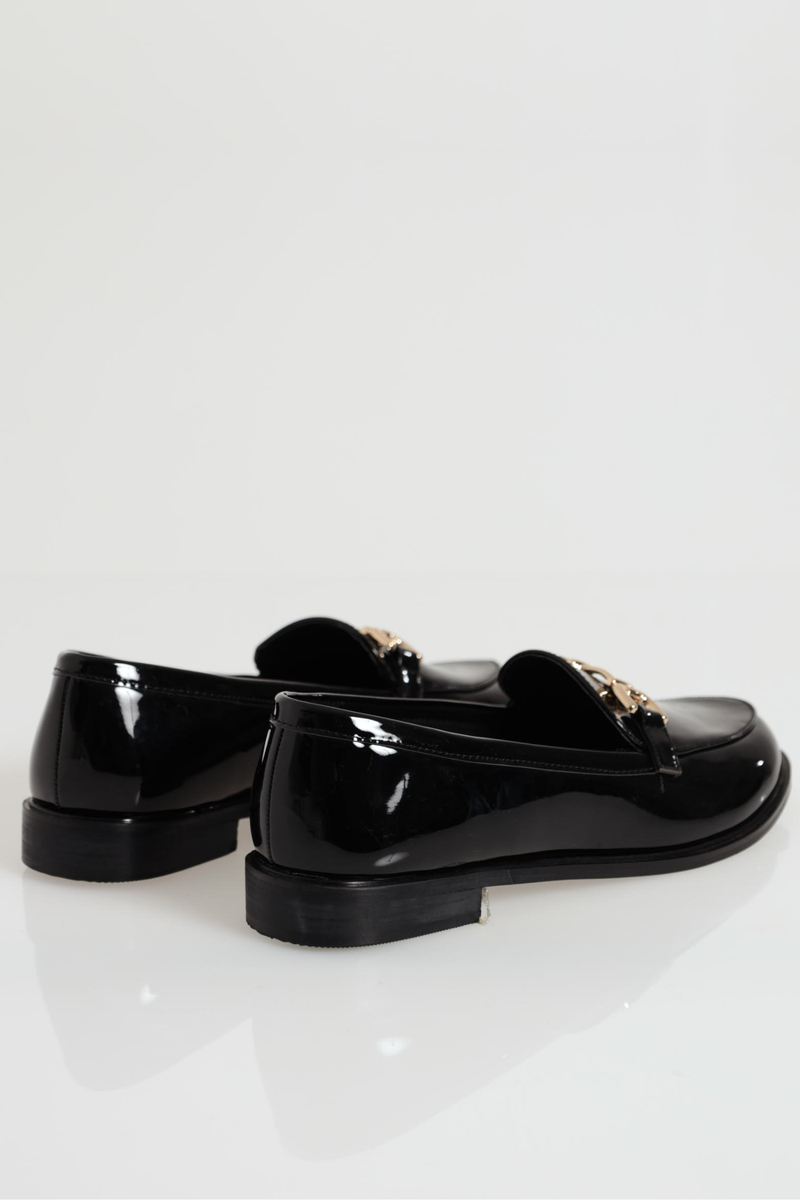 Smart Loafer With Chunky Metal Bar - Black