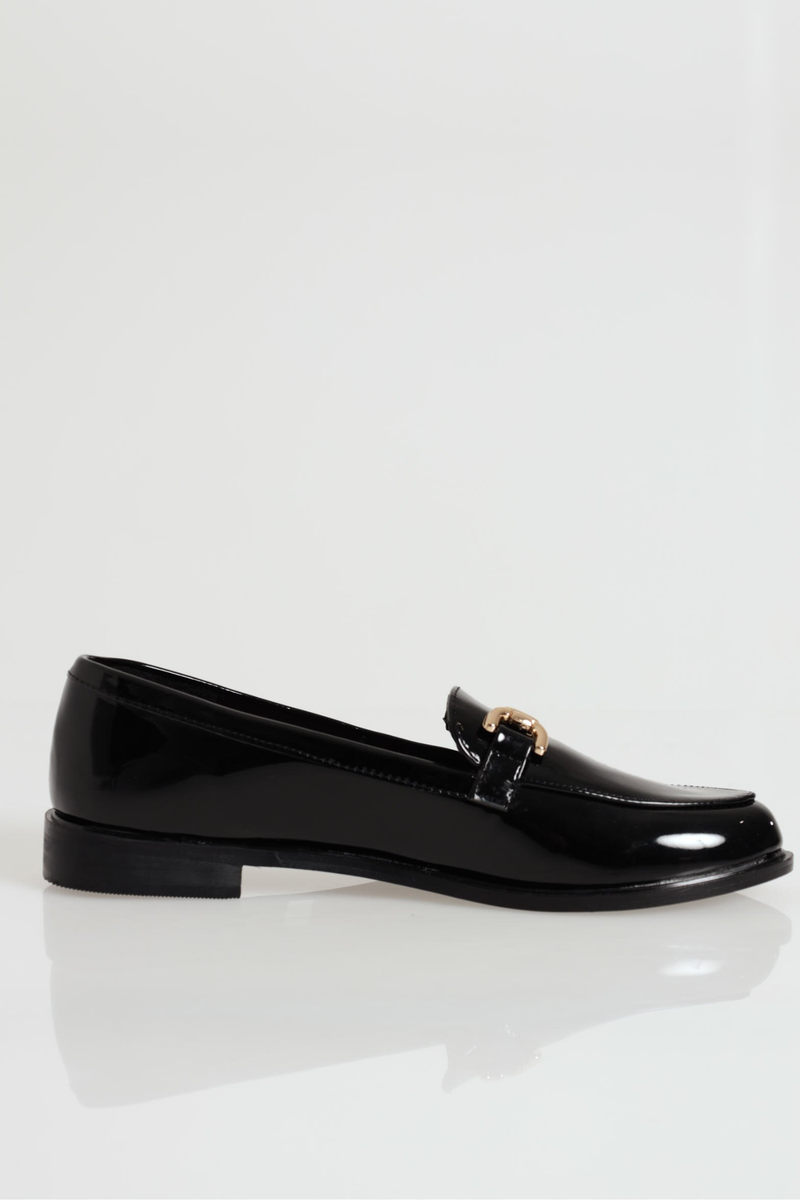 Smart Loafer With Chunky Metal Bar - Black