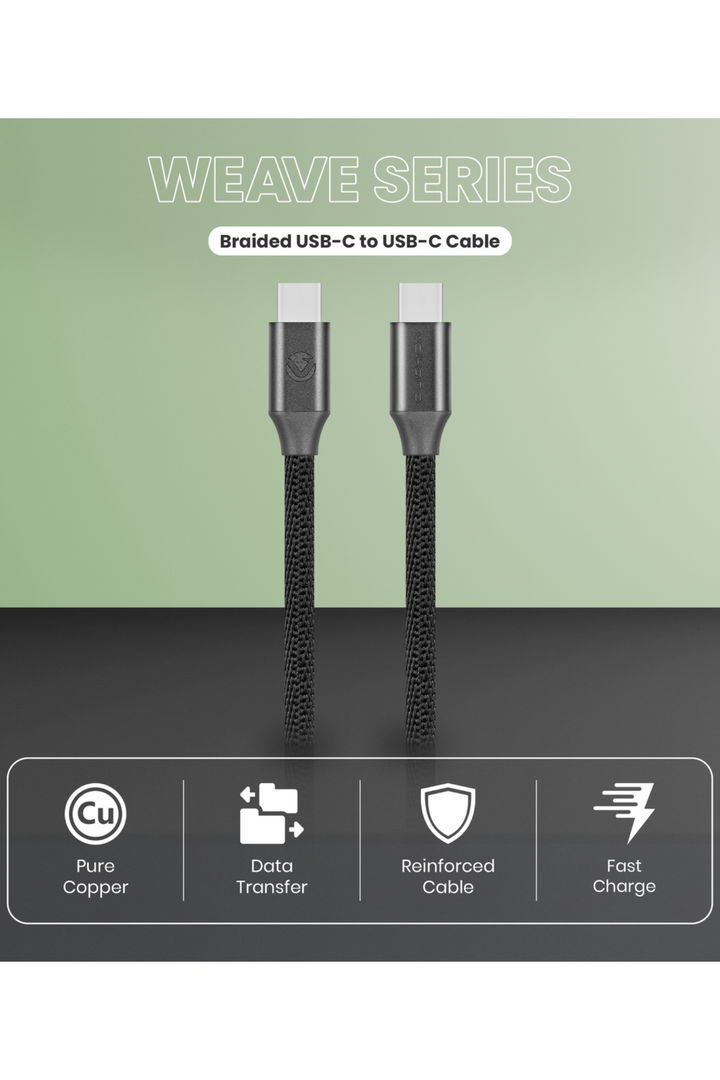 Weave Series 60w USB C to USB C 1.2m - Black