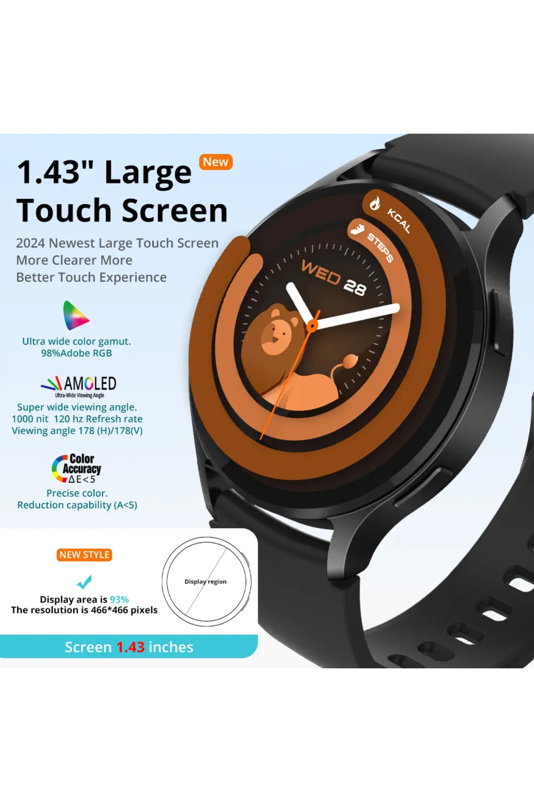 I28 ULTRA 1.43'' AOD DISPLAY Smart Watch - Black