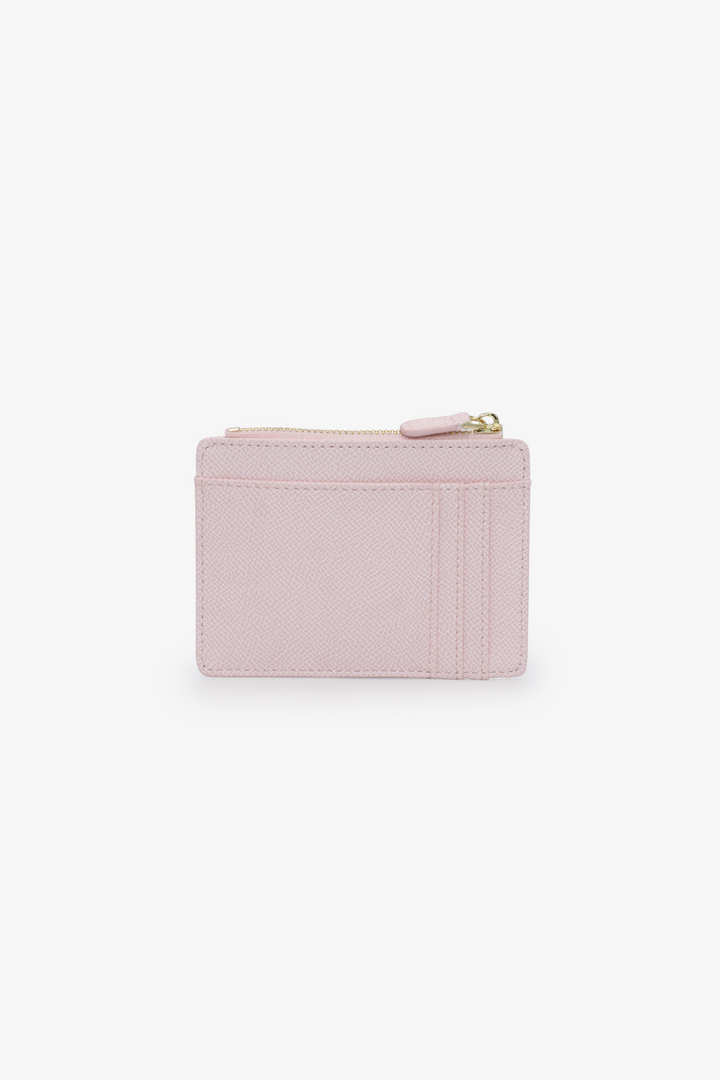Jessica Pebble Surface Cardholder With Embossed Logo - Dusty Pink