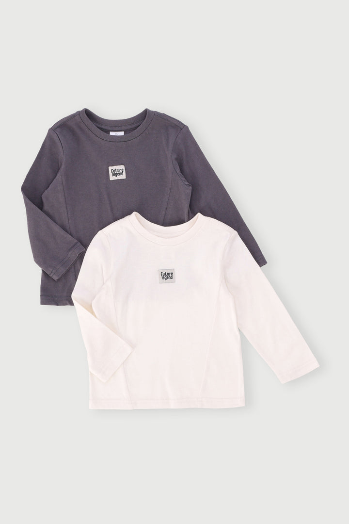 Baby Boys 2 Pack Long Sleeve Top - Marble Charcoal