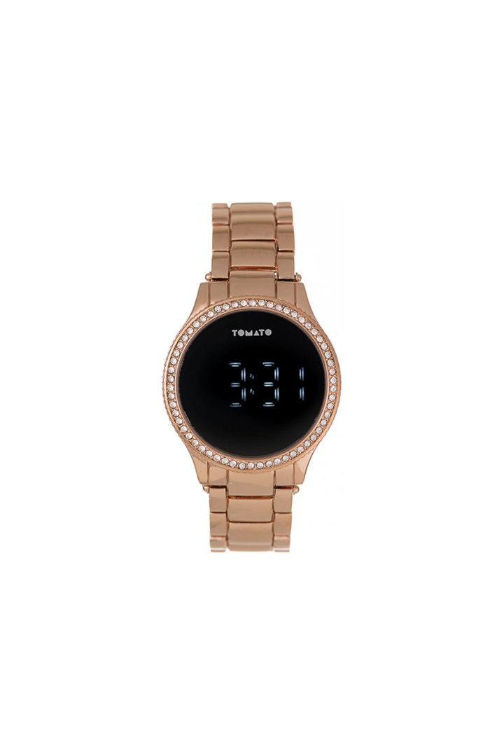 38Mm Stone Case Rose Gold Led Touch Watch - Rose Gold