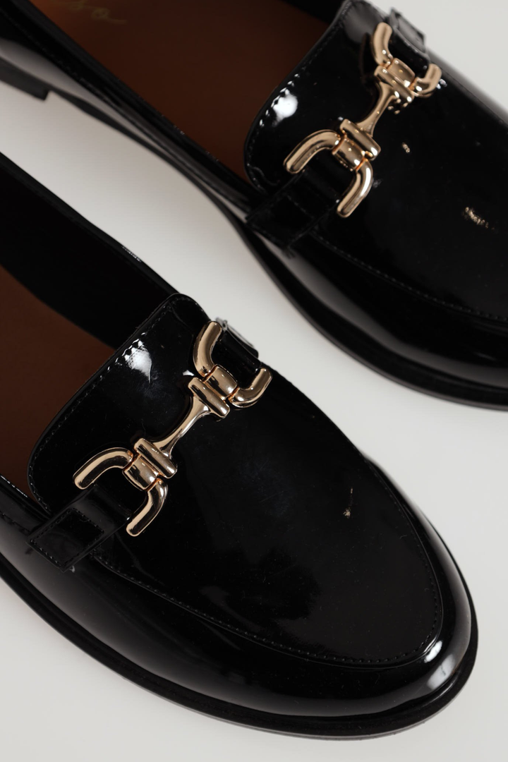 Smart Loafer With Chunky Metal Bar - Black