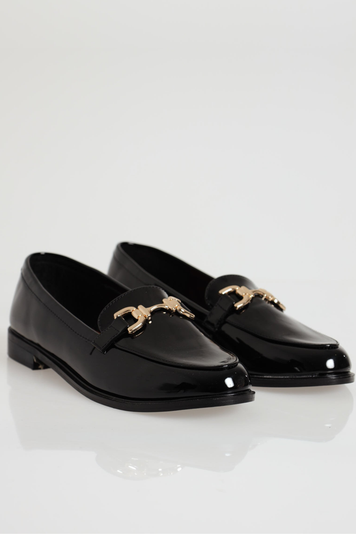 Smart Loafer With Chunky Metal Bar - Black