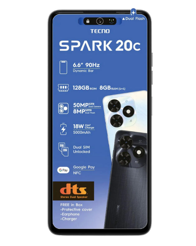 Spark 20C 128GB Dual Sim Black Cellphone