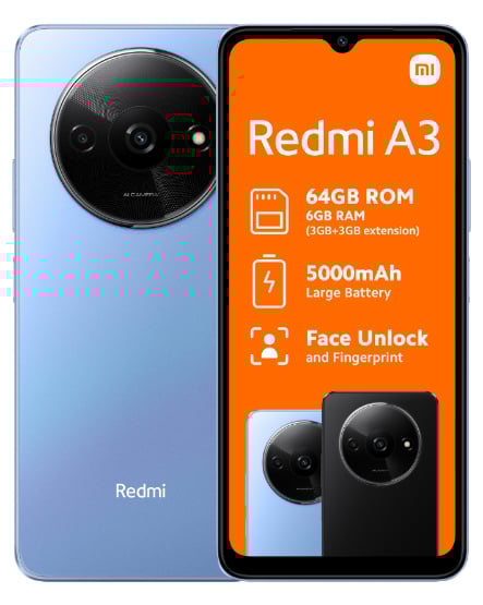 Redmi A3 Dual Sim Blue Cellphone Bundle