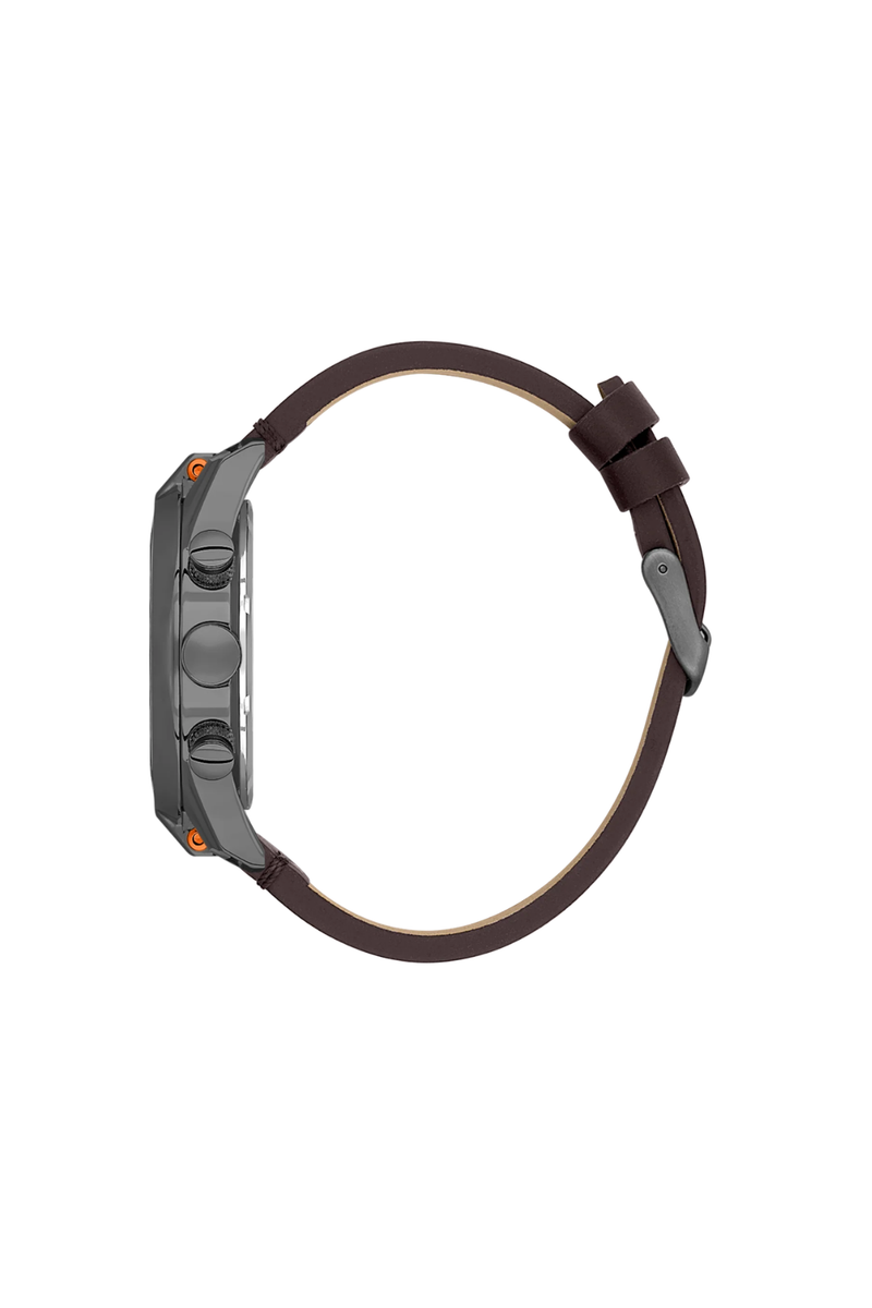 Gunmetal Case & Blue Dial With Brown Strap - Gunmetal