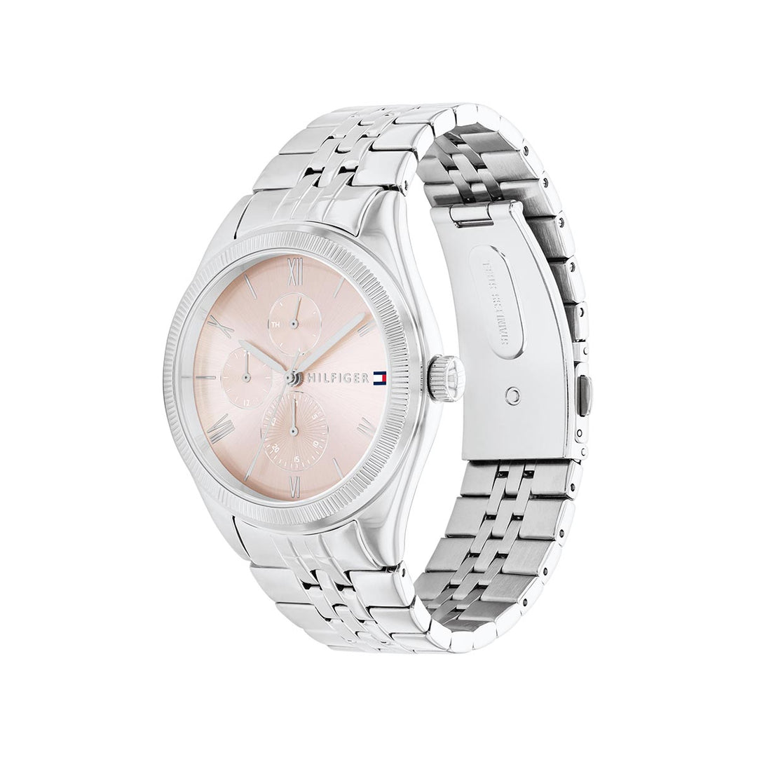 Monica Stainless Steel Case & Bracelet With Blush Dial Watch - Silver