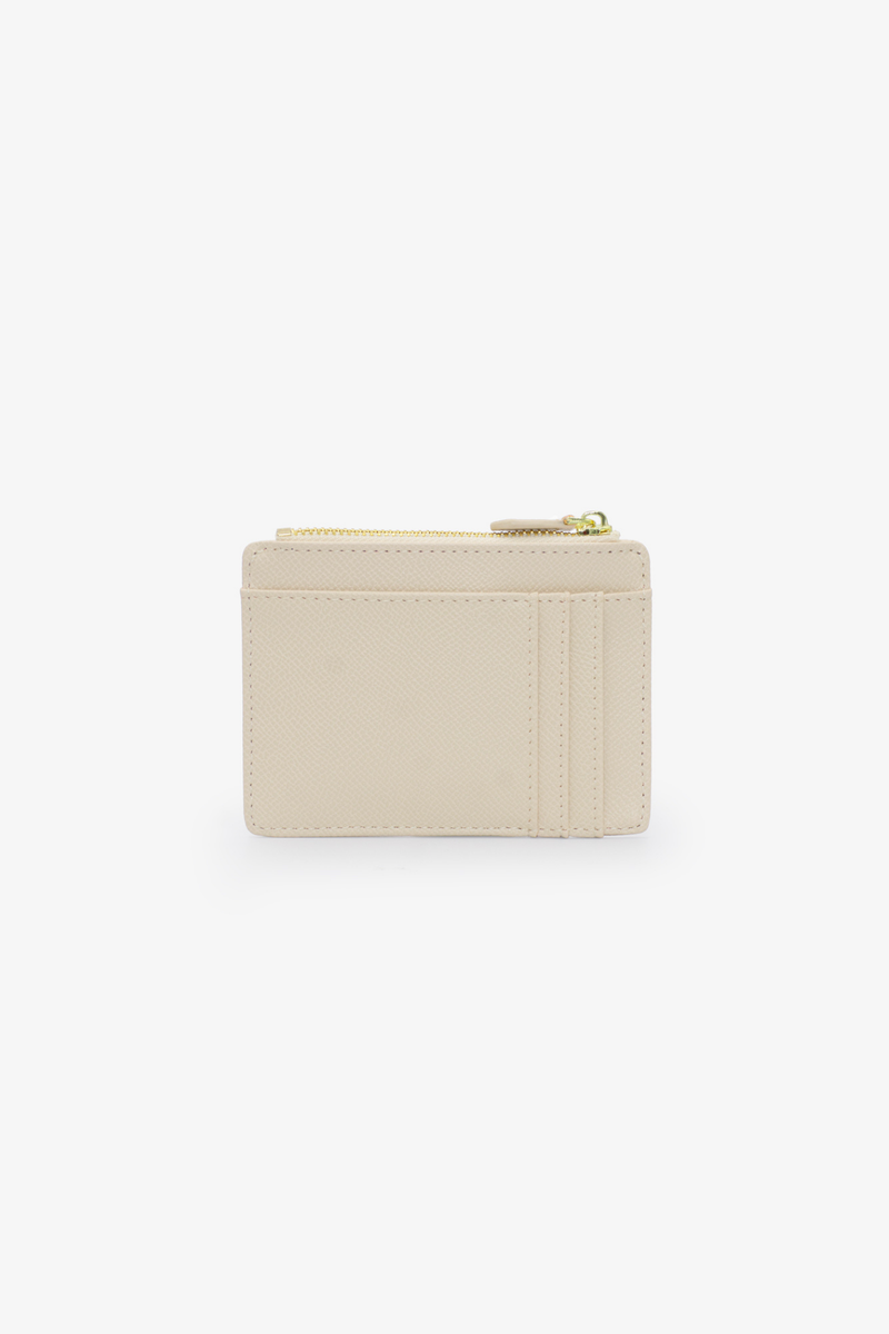 Jessica Pebble Surface Cardholder With Embossed Logo - Cream