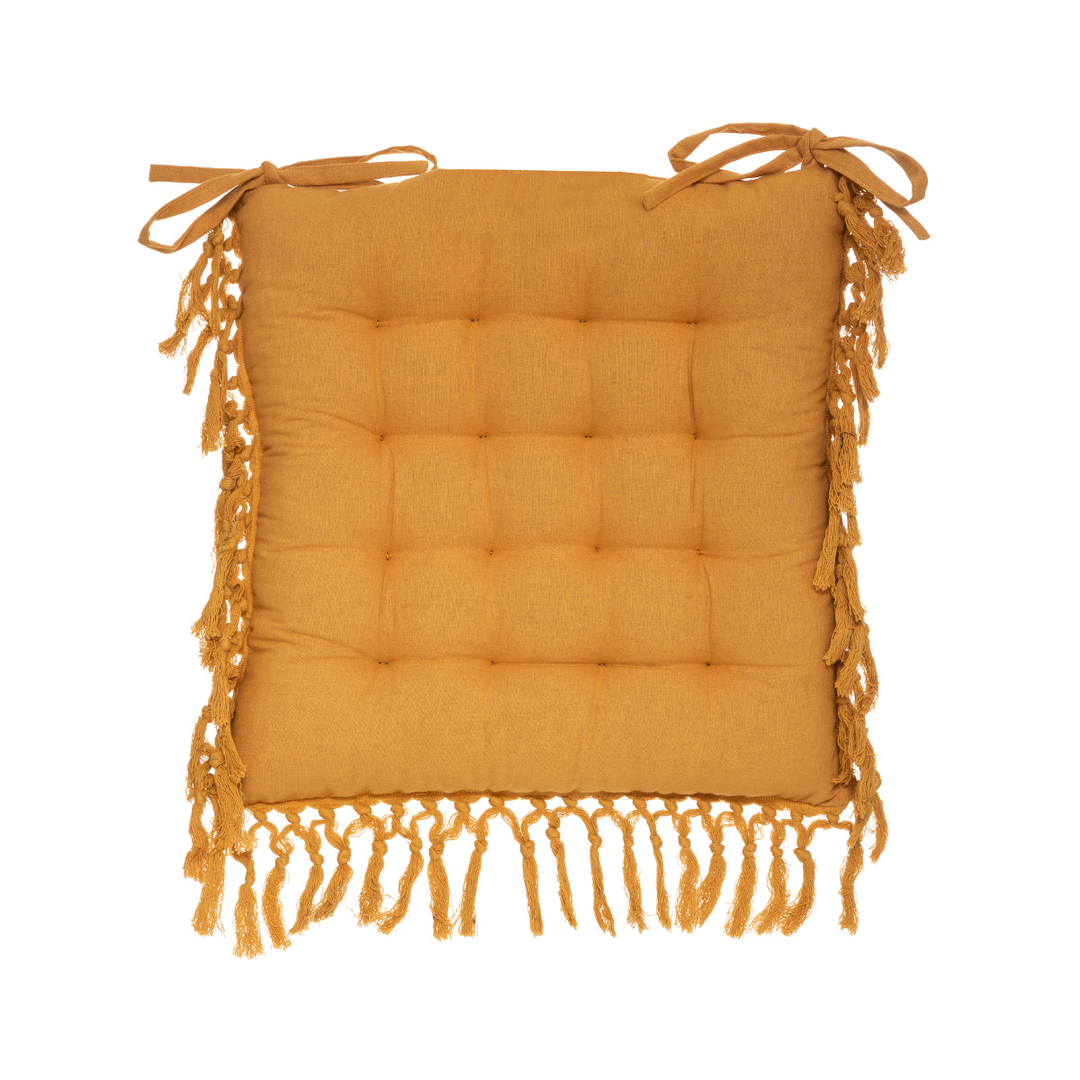 Macrame Chair Pad - Ochre
