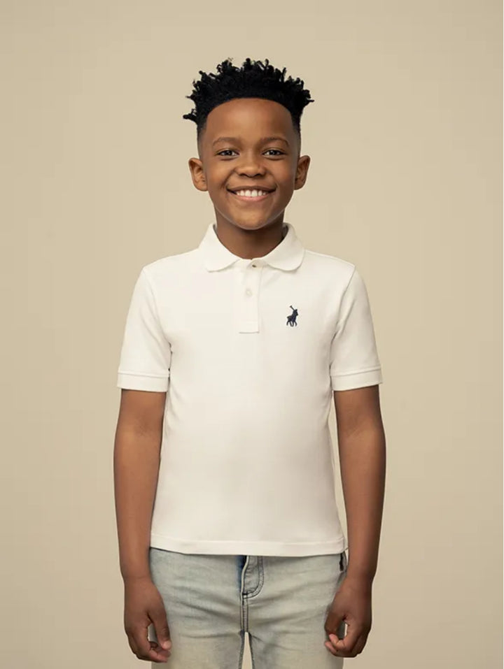 Boys Austin Short Sleeve Golfer - White