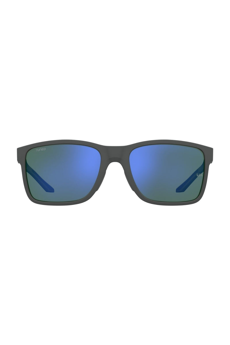 Unisex Rectangle Matte Grey Frame Green Lens - None