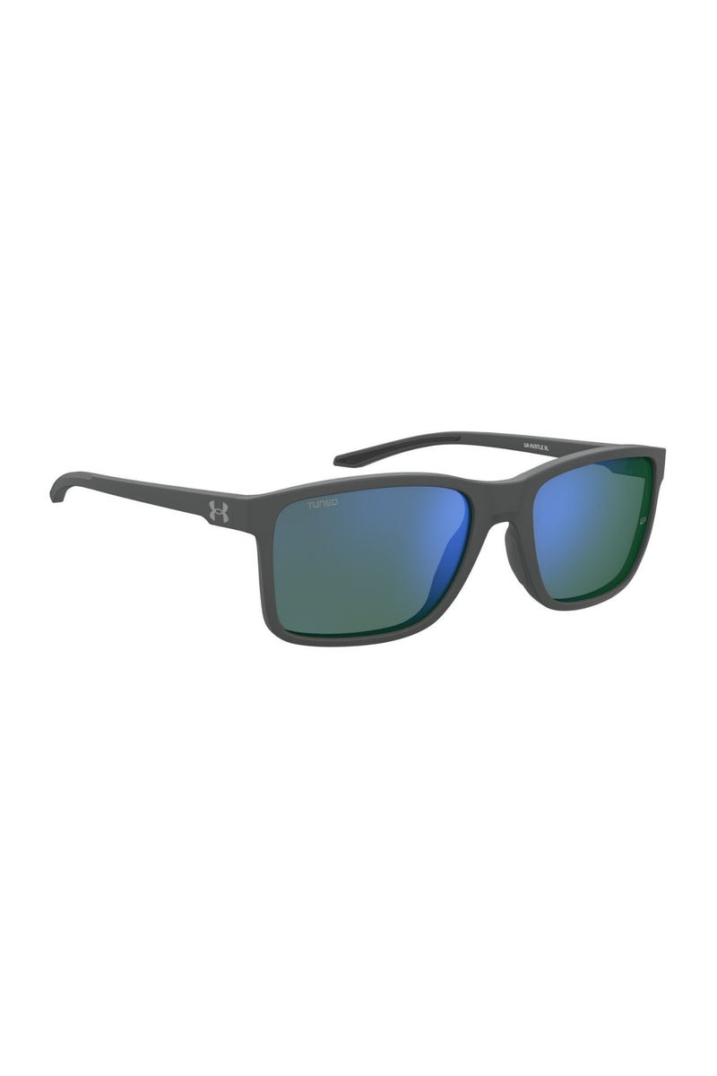 Unisex Rectangle Matte Grey Frame Green Lens - None