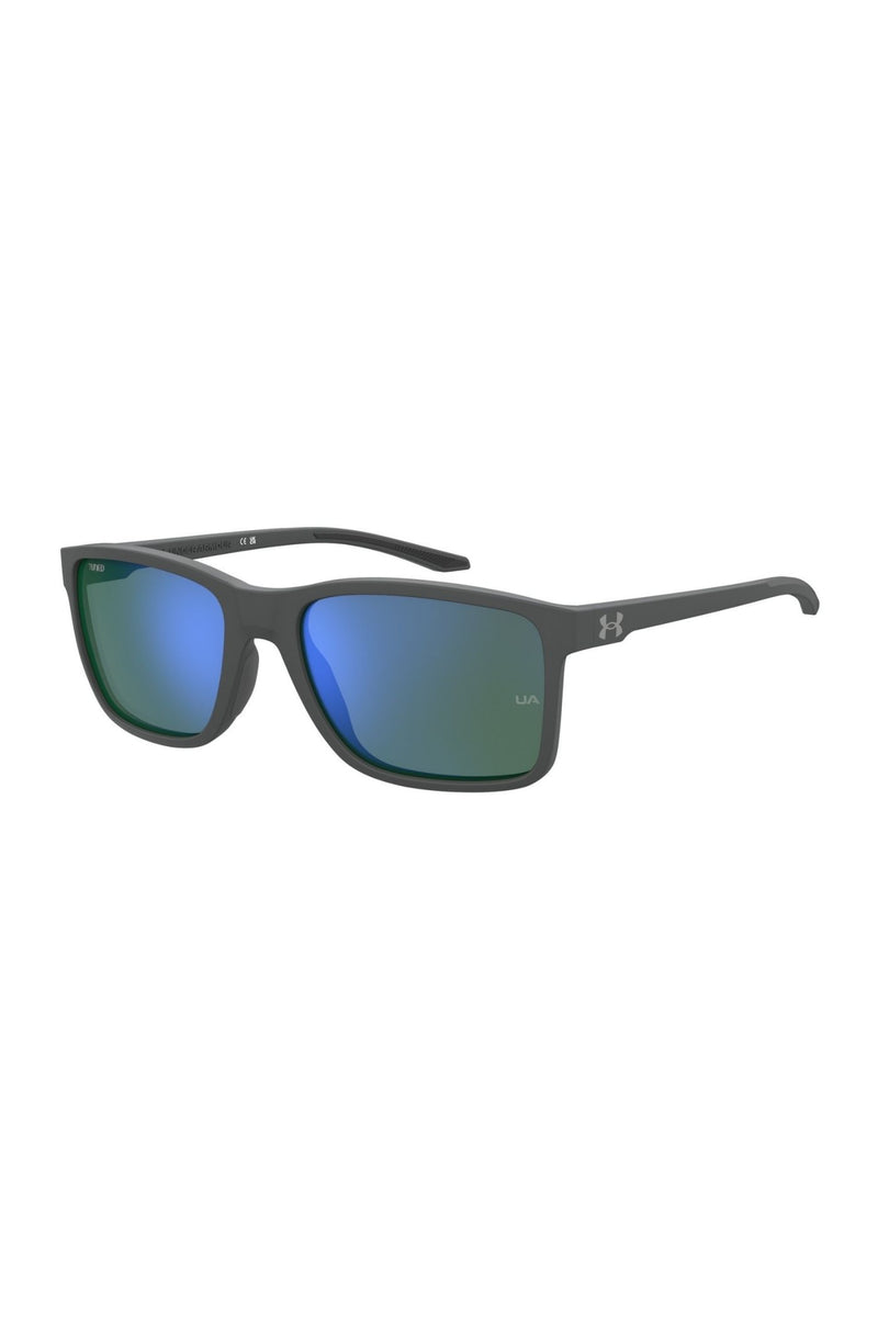 Unisex Rectangle Matte Grey Frame Green Lens - None
