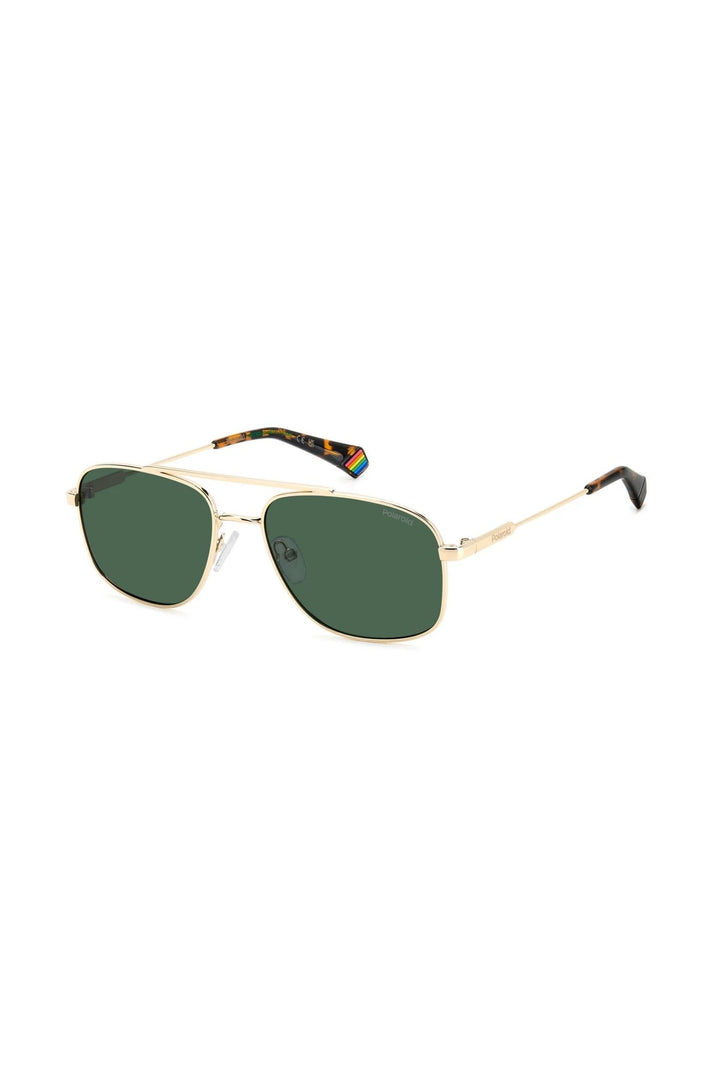 Rectangle Gold Frame Green Lens - None