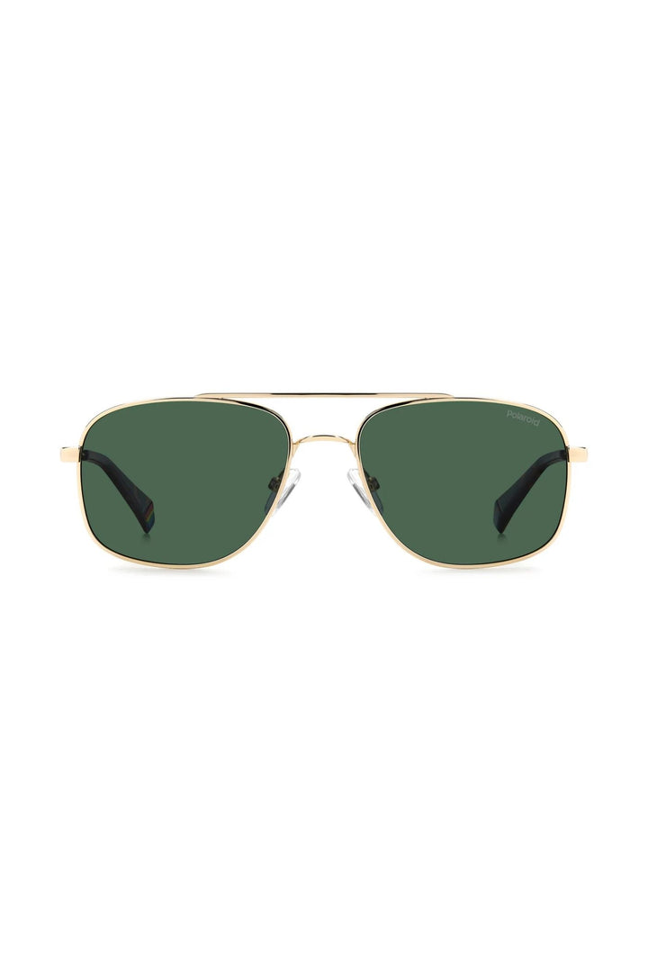 Rectangle Gold Frame Green Lens - None