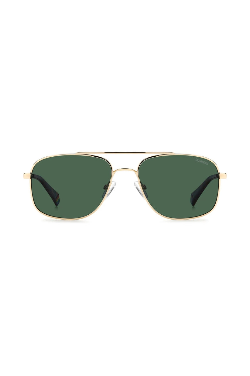 Rectangle Gold Frame Green Lens - None