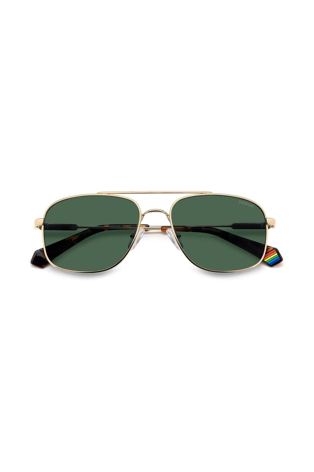 Rectangle Gold Frame Green Lens - None