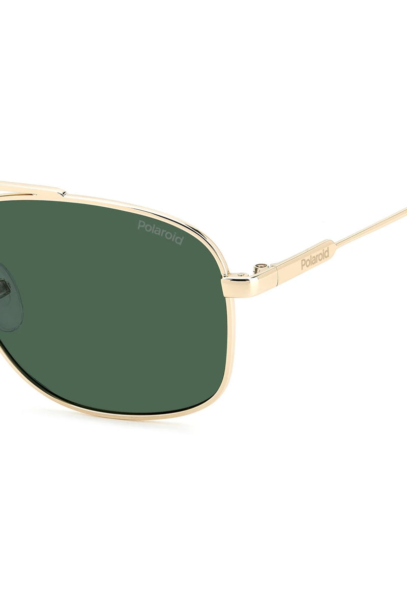 Rectangle Gold Frame Green Lens - None