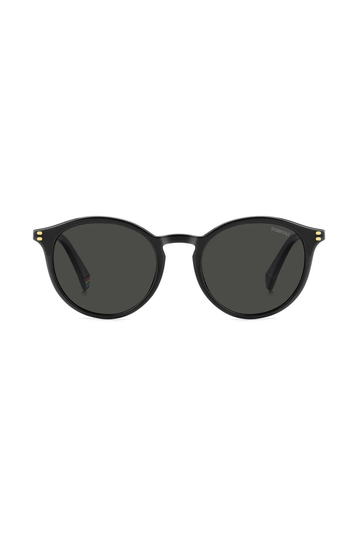 Unisex Rounded Black Frame Grey Lens - None