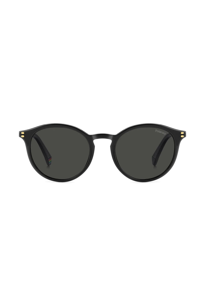 Unisex Rounded Black Frame Grey Lens - None