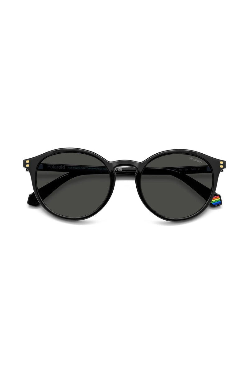 Unisex Rounded Black Frame Grey Lens - None
