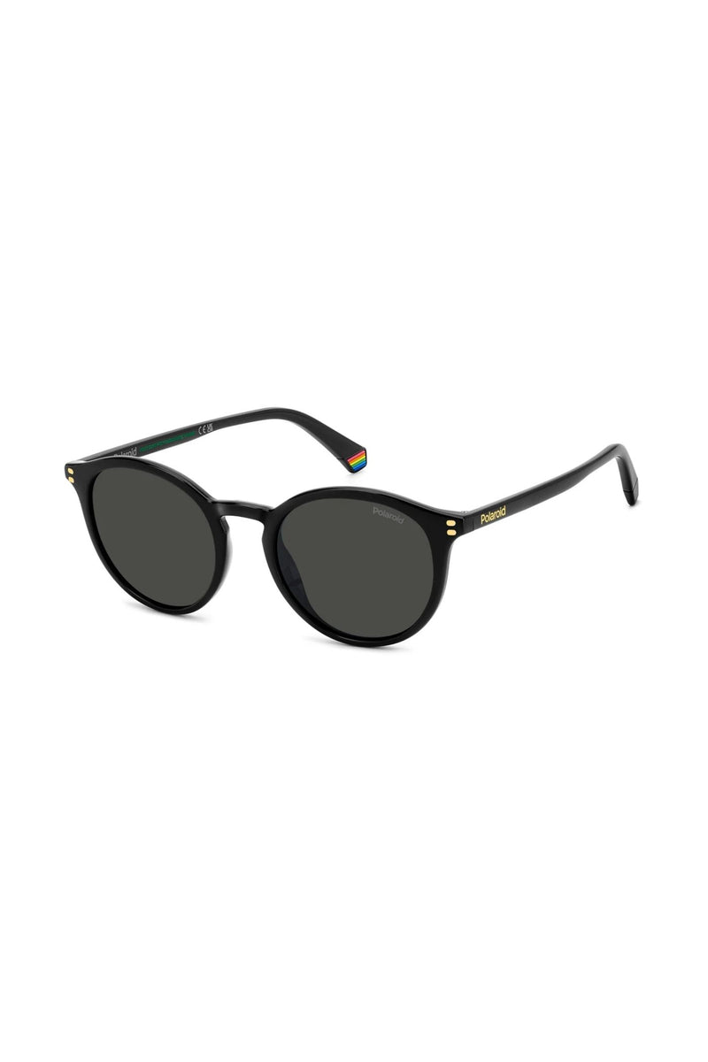 Unisex Rounded Black Frame Grey Lens - None