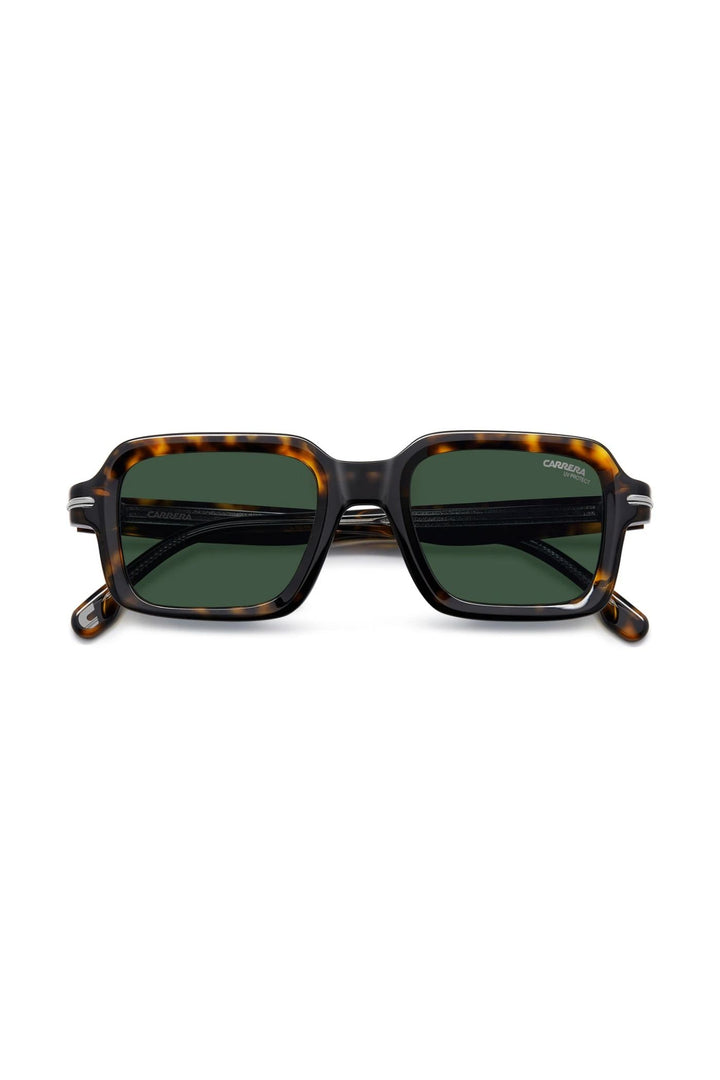 Rectangle Havana Frame Green Lens - None