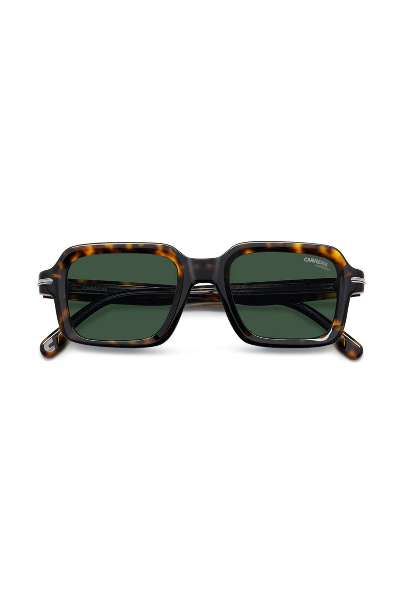 Rectangle Havana Frame Green Lens - None