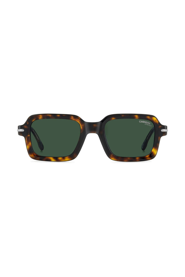Rectangle Havana Frame Green Lens - None