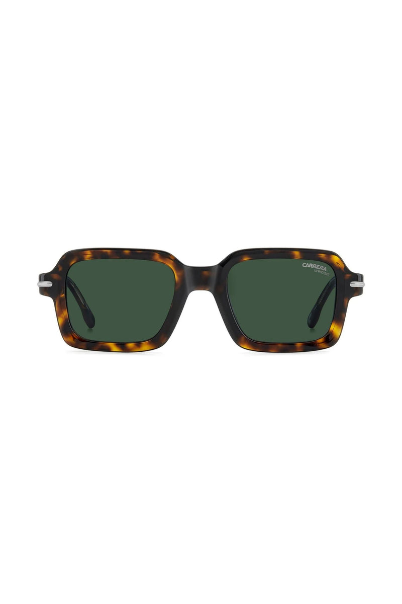 Rectangle Havana Frame Green Lens - None