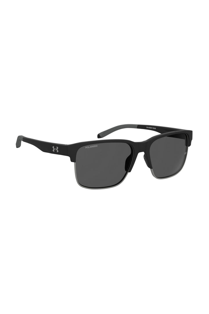 Unisex Rectangle Matte Black Frame Grey Lens - None