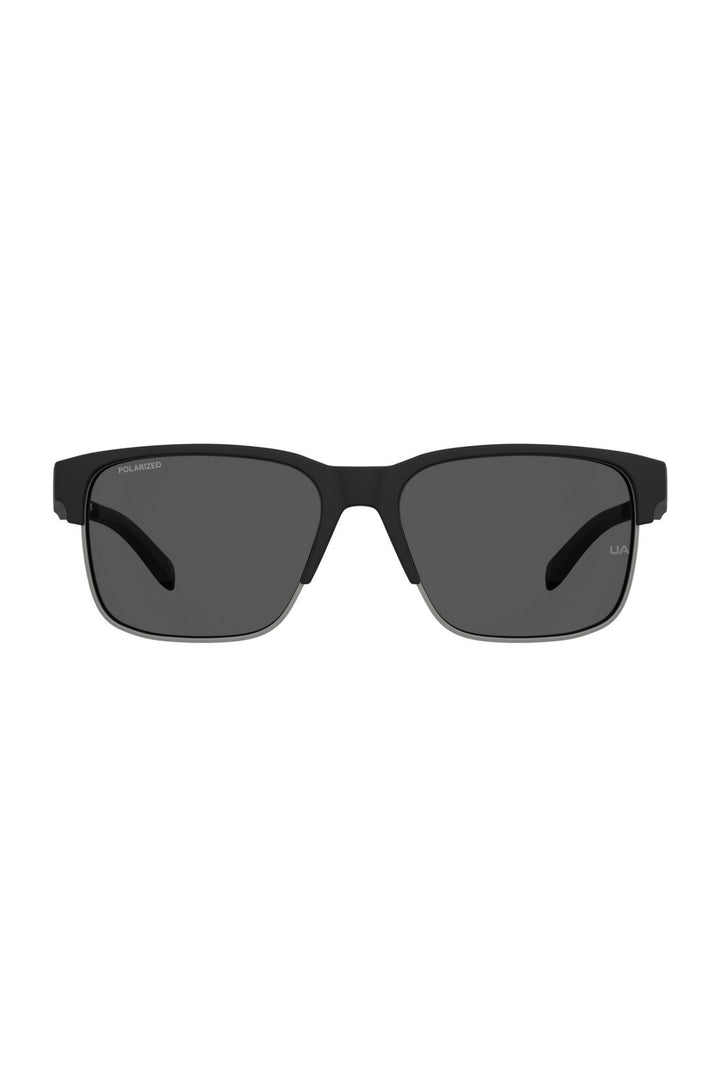 Unisex Rectangle Matte Black Frame Grey Lens - None
