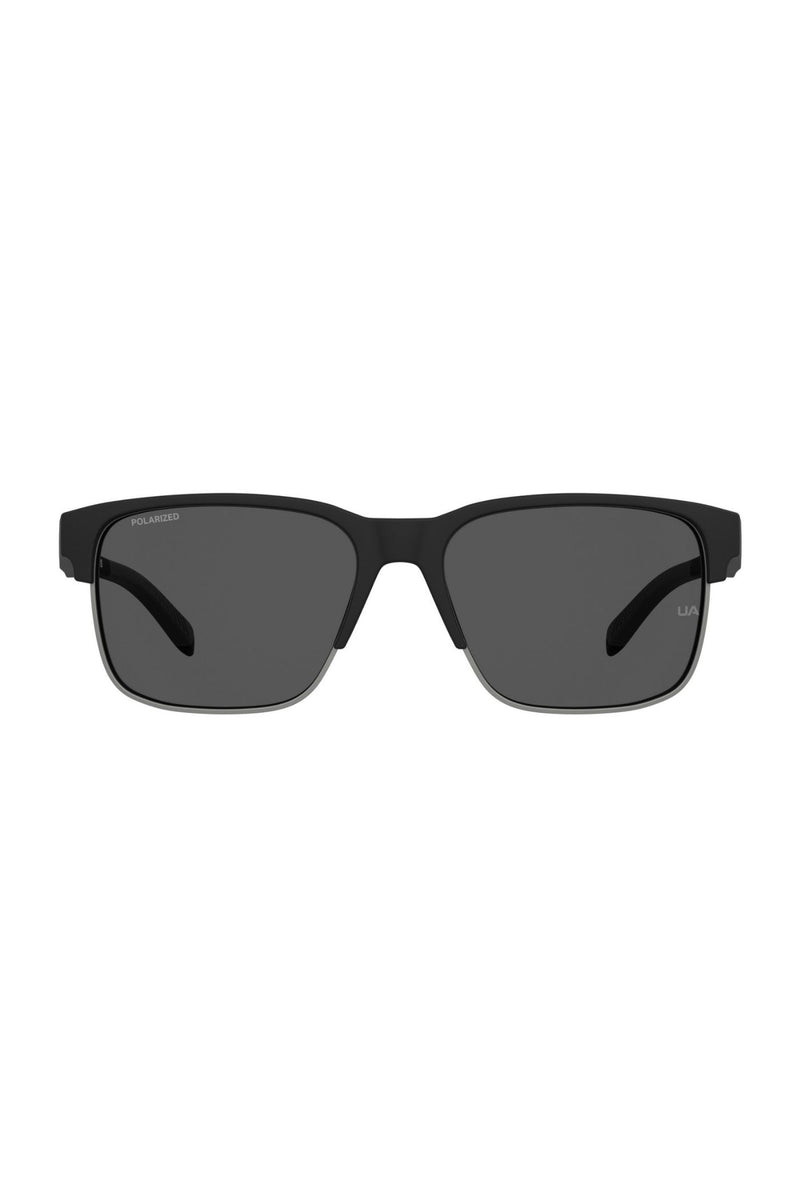 Unisex Rectangle Matte Black Frame Grey Lens - None