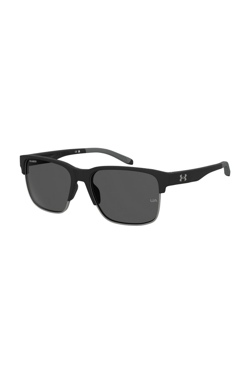 Unisex Rectangle Matte Black Frame Grey Lens - None
