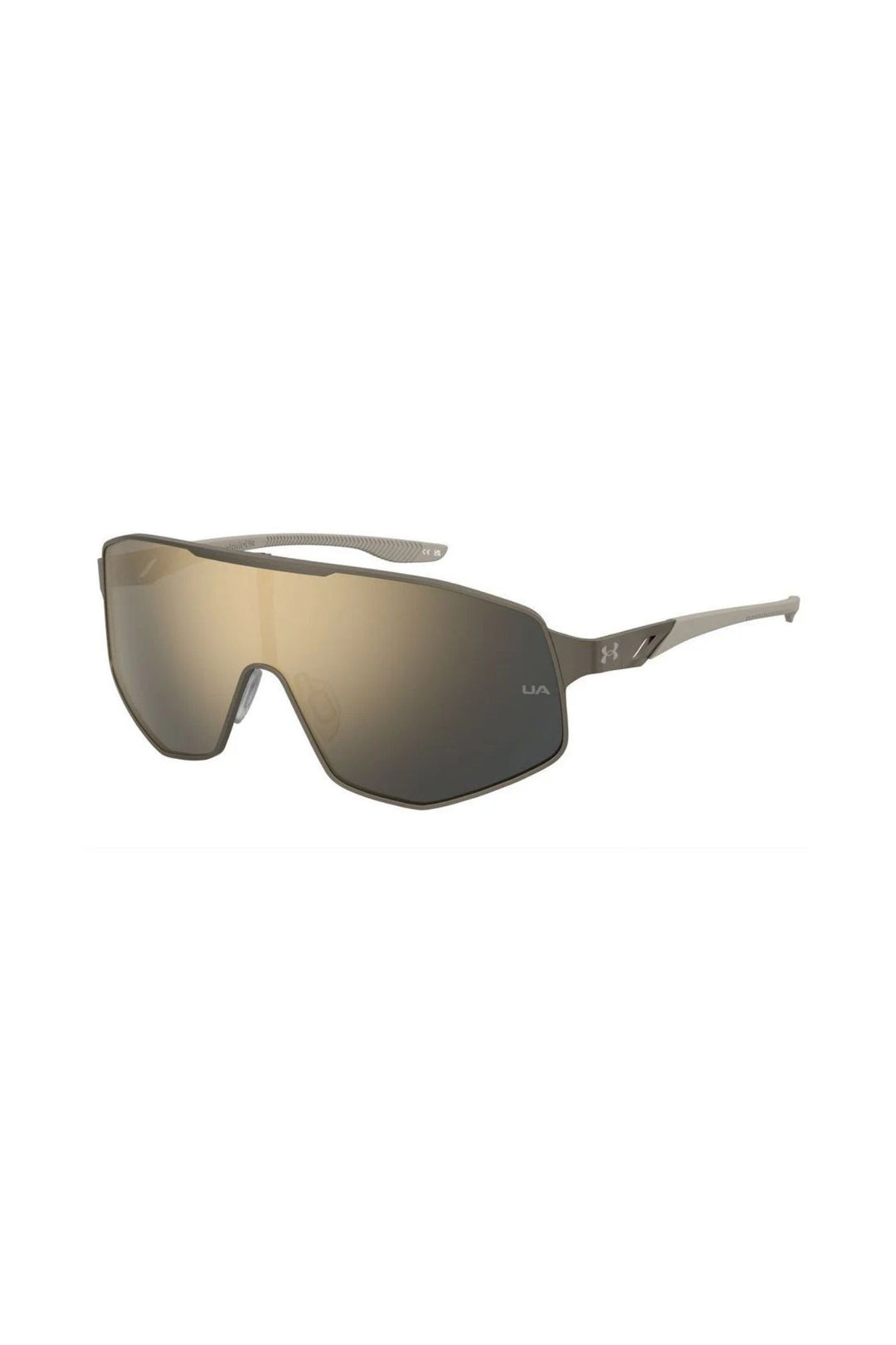 Mask Grey Brown Frame Gold Mirror Lens - None
