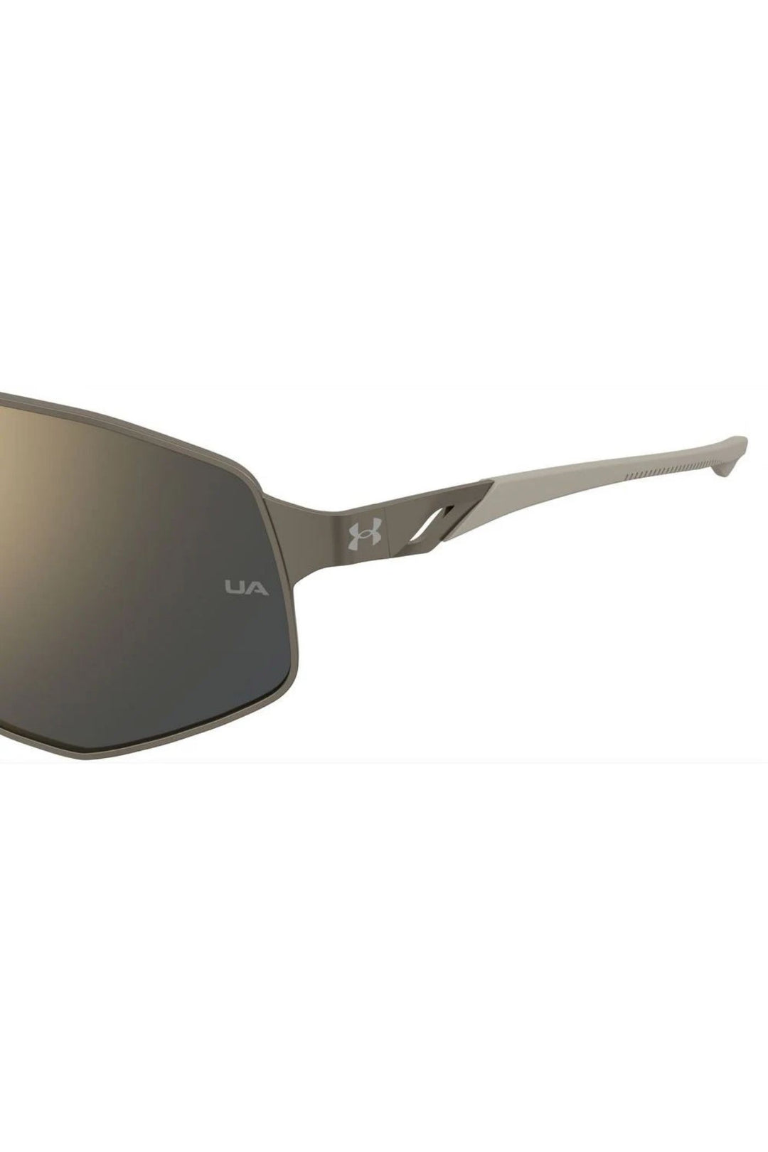 Mask Grey Brown Frame Gold Mirror Lens - None