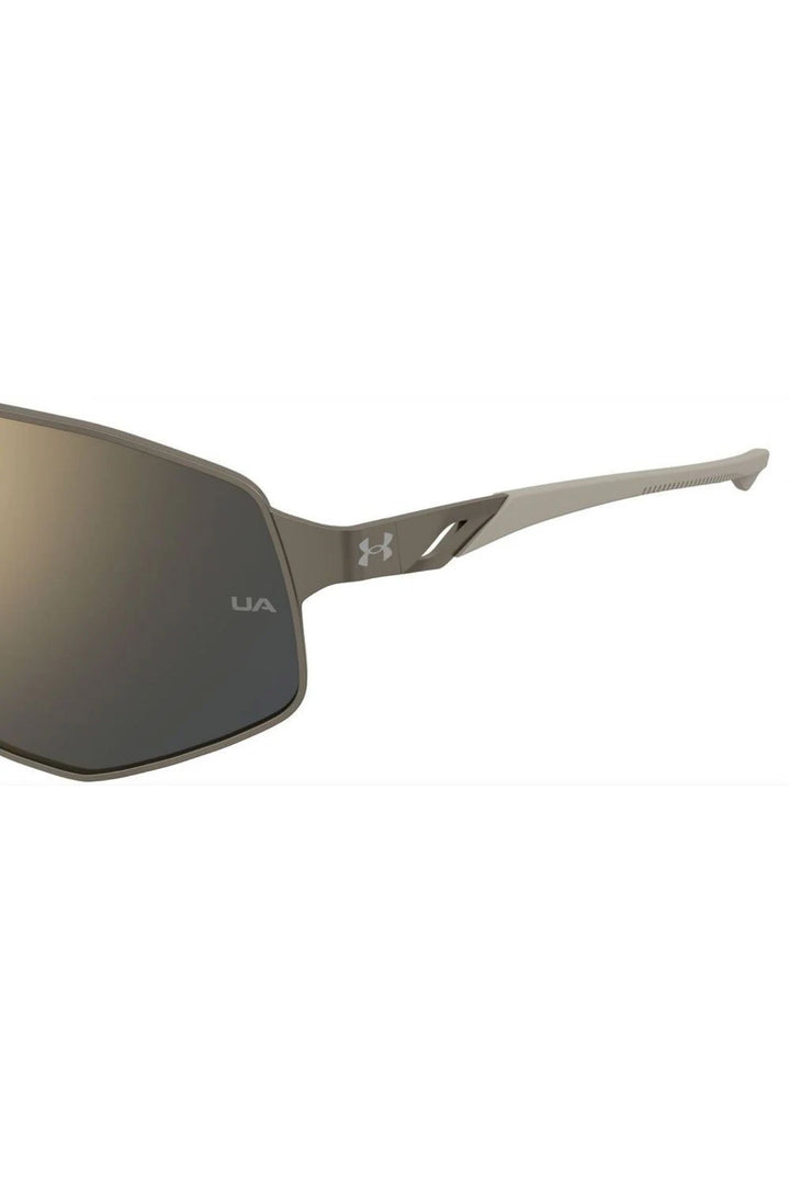 Mask Grey Brown Frame Gold Mirror Lens - None