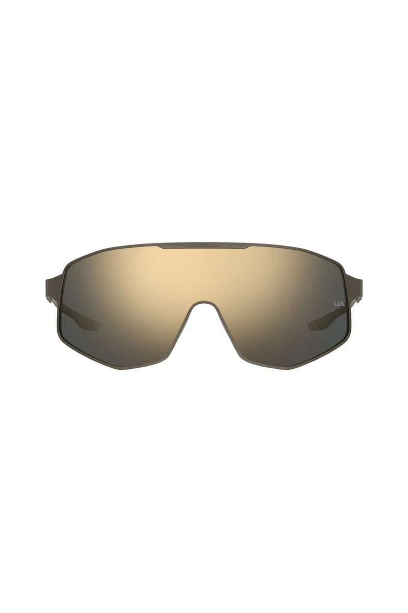 Mask Grey Brown Frame Gold Mirror Lens - None