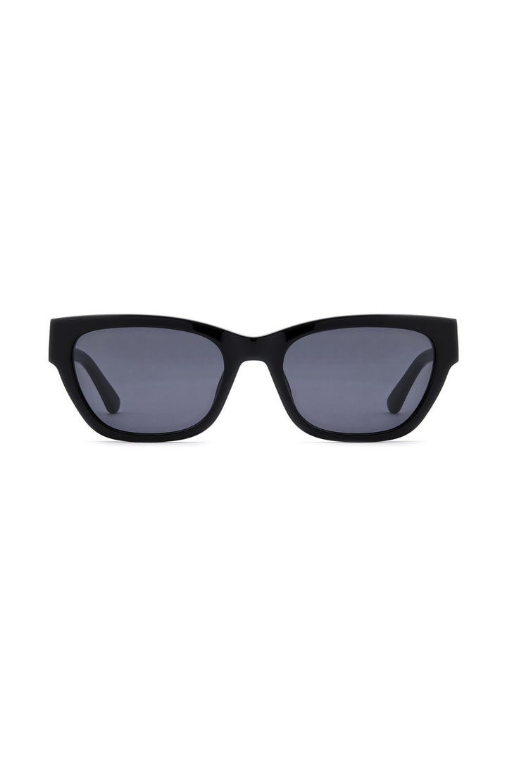 Rectangle Black Frame Grey Lens - None