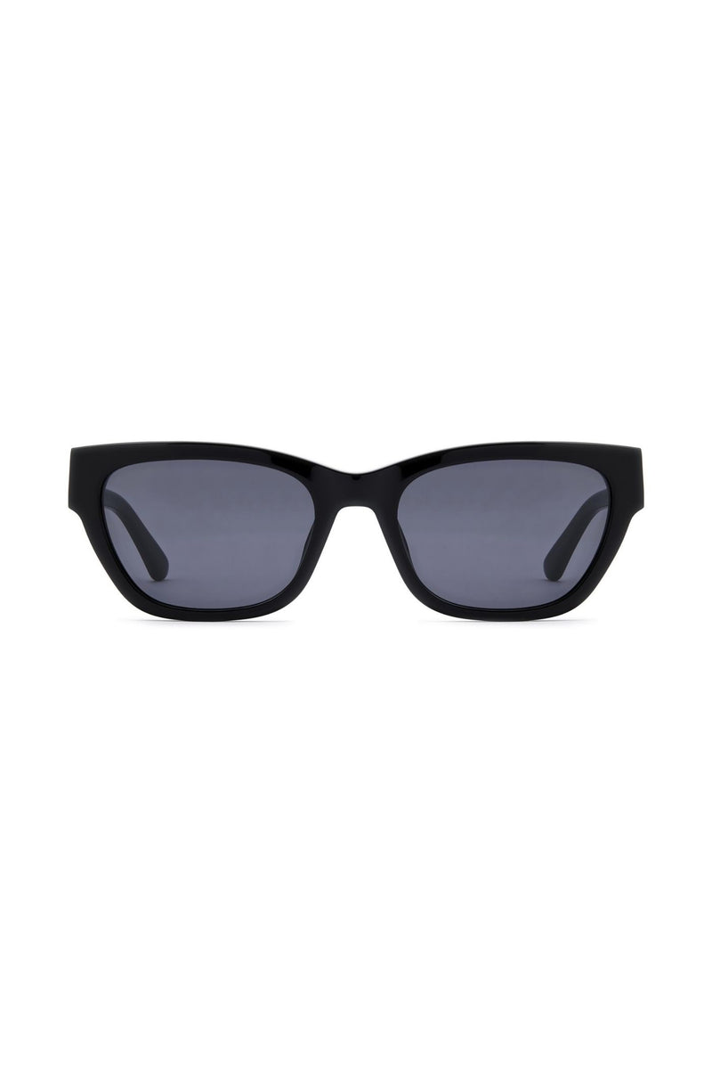 Rectangle Black Frame Grey Lens - None
