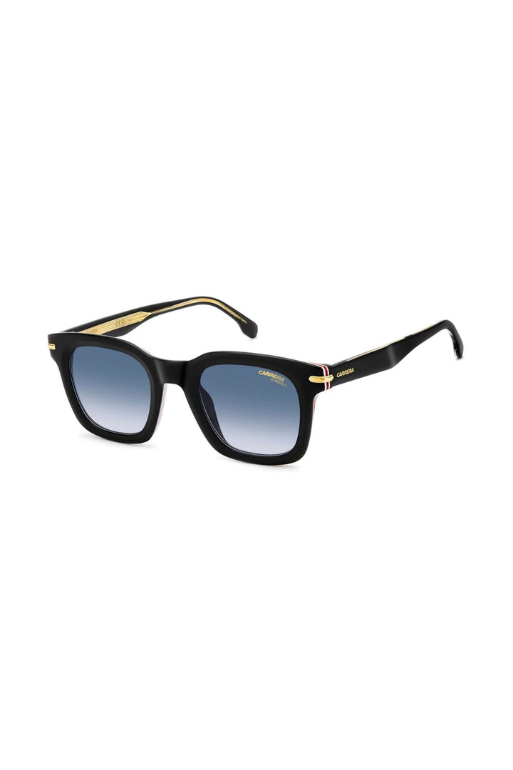 Rectangle Black Red Frame Blue Lens - None