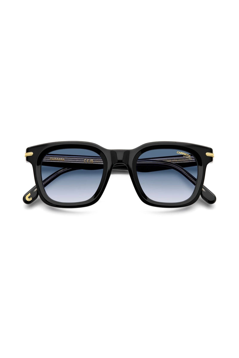 Rectangle Black Red Frame Blue Lens - None