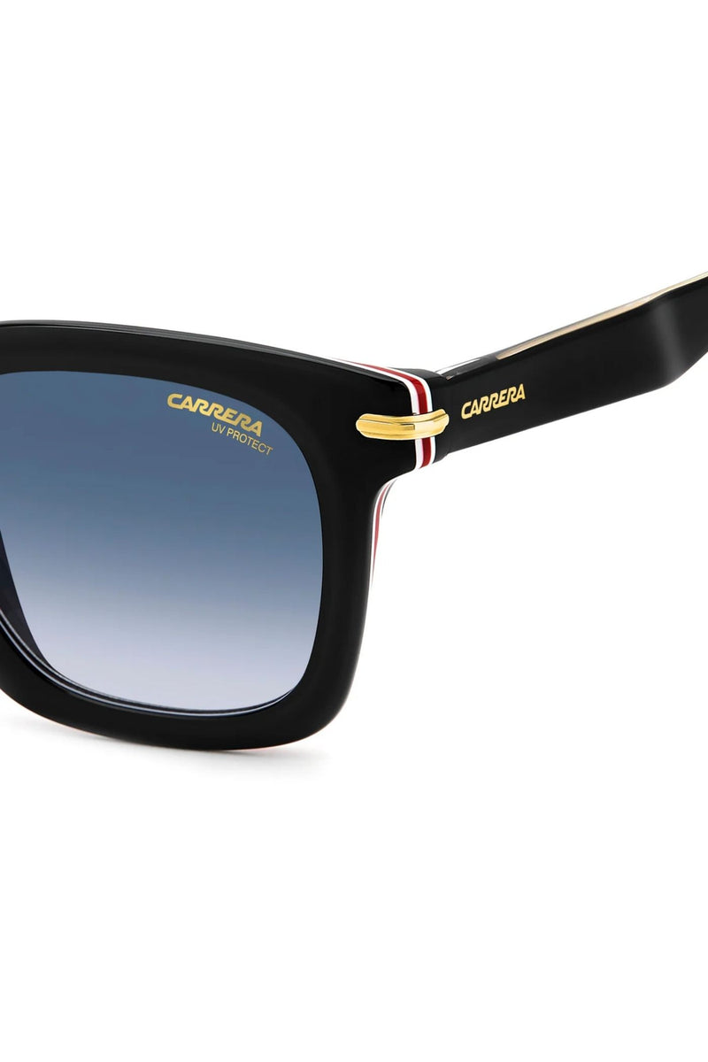 Rectangle Black Red Frame Blue Lens - None